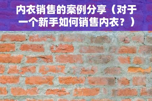 内衣销售的案例分享（对于一个新手如何销售内衣？）