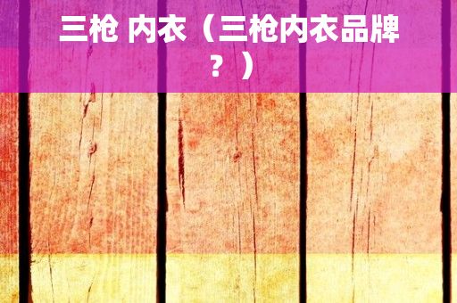 三枪 内衣（三枪内衣品牌？）