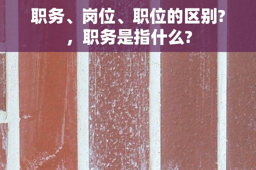 职务、岗位、职位的区别?，职务是指什么?