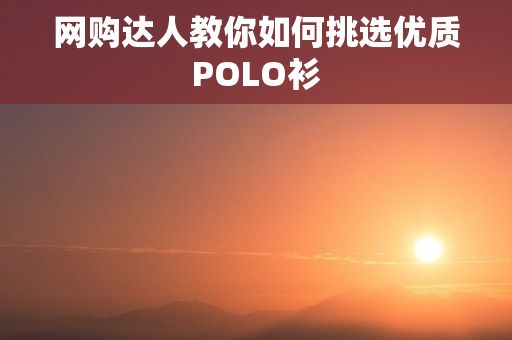 网购达人教你如何挑选优质POLO衫