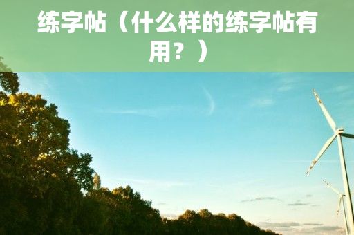 练字帖（什么样的练字帖有用？）